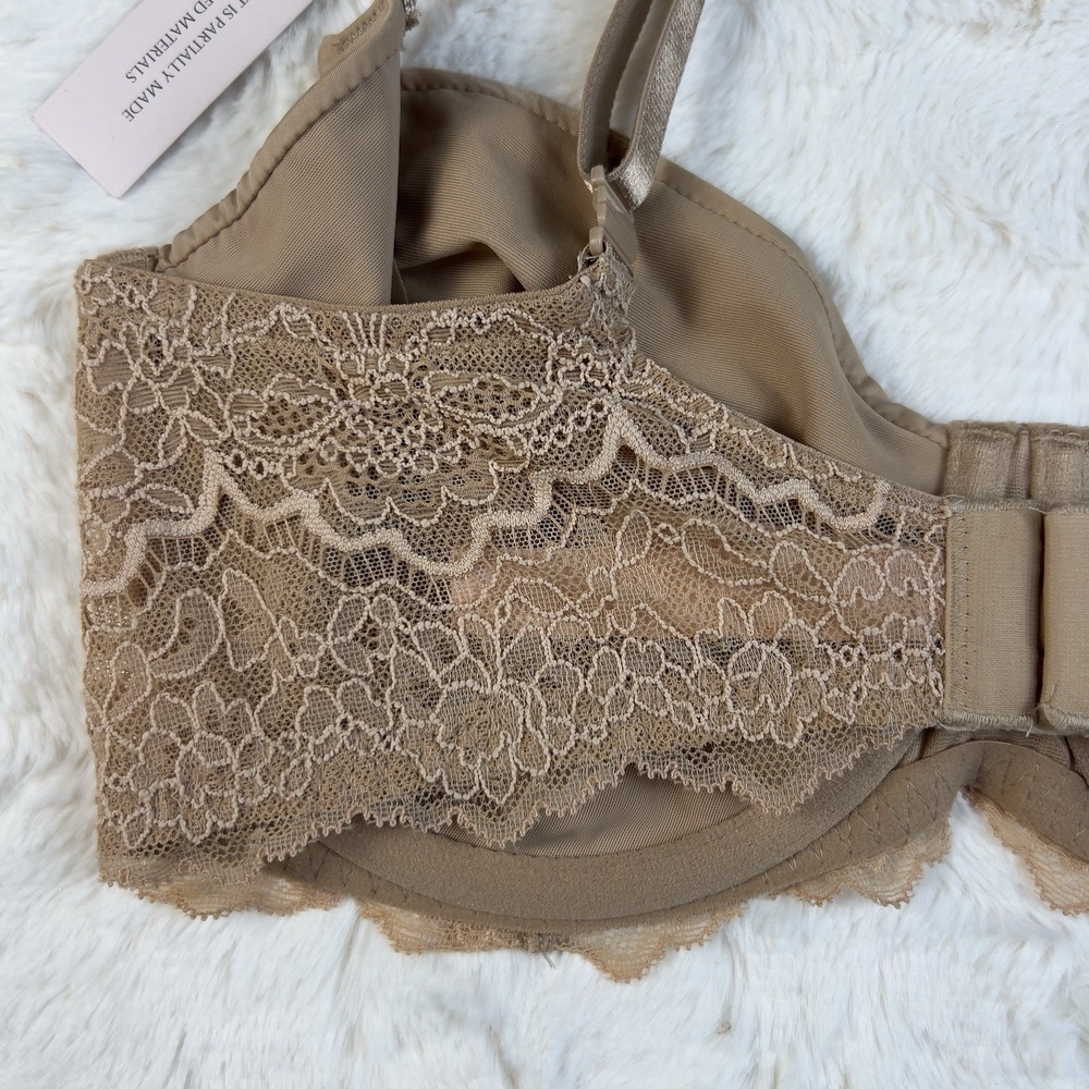 Victoria's Secret Dream Angels Unlined Smooth Lace Balconette Bra Beige 32C NWT - Picture 4 of 8